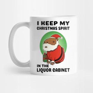 I keep my Christmas spirit in the liquor cabinet Capybara Santa Mug